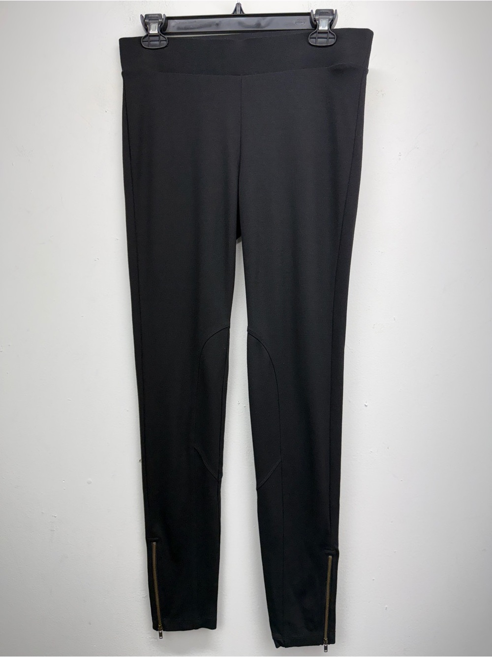 Cabi Sz Small Women’s Equestrian Biker Chic Black Ankle Zip Moto Ponte Leggings